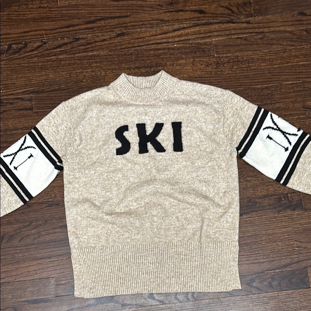 Beige Sweater with Black 'SKI' Design